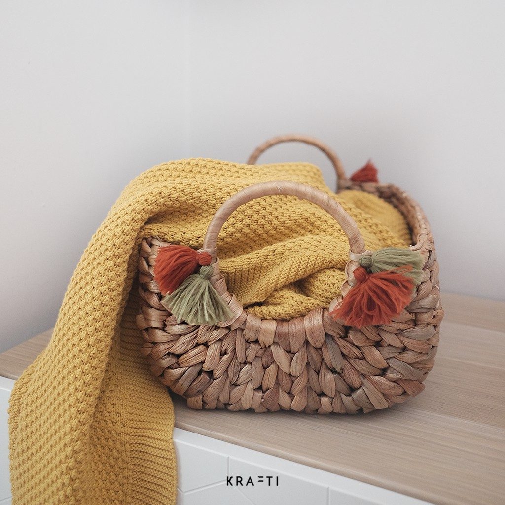 Keranjang Rotan / keranjang eceng / orginizer / Frida Basket / Keranjang Penyimpanan