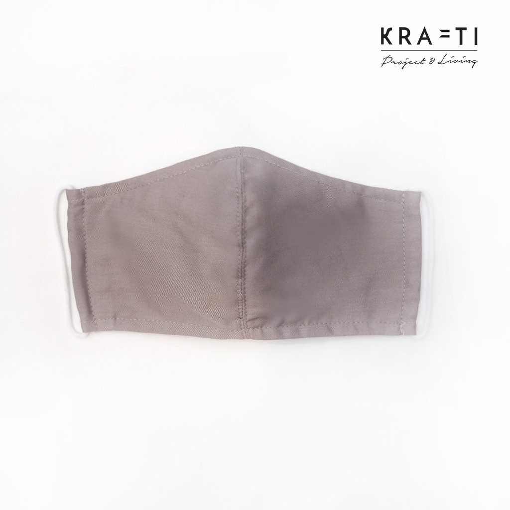 Masker katun/ Masker dewasa warna abu muda  / 2 ply dengan filter pocket