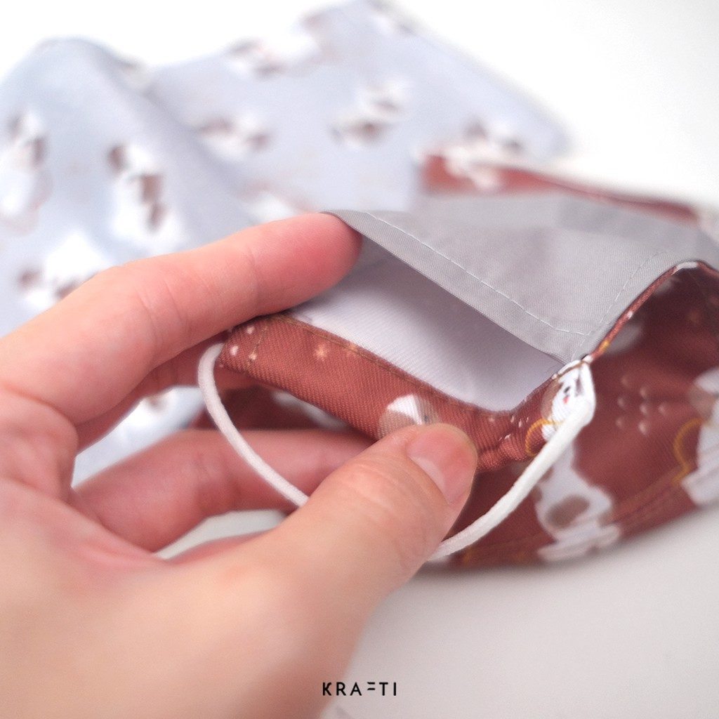 Masker kain / Masker katun / Motif Shih Tzu / Masker 2 ply dengan filter