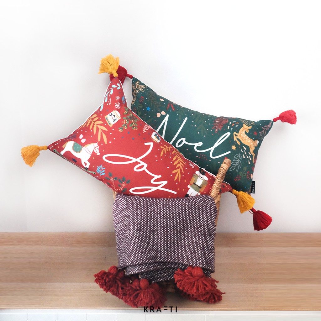 Selimut sofa / selimut natal / dekorasi natal / Crimson Wool Blanket
