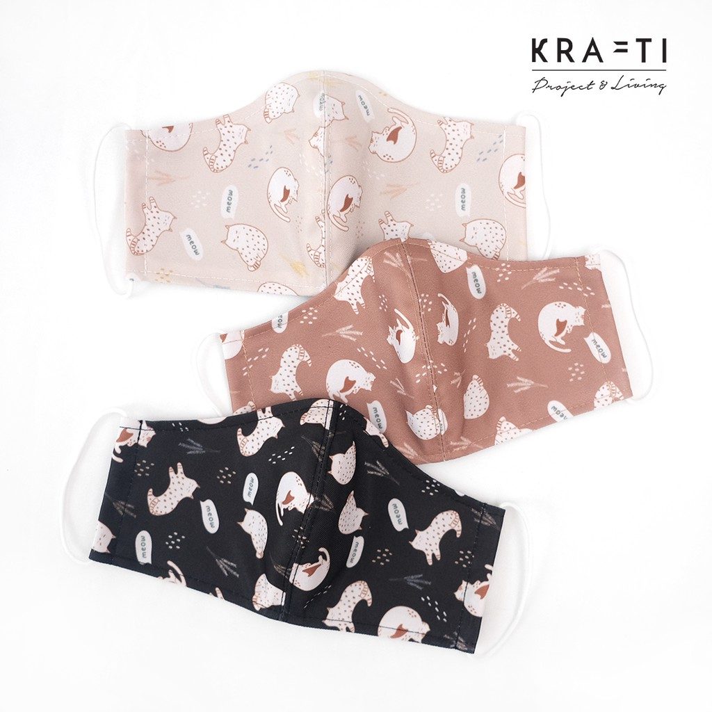 Masker kain / Masker Katun / Masker 2 ply / Masker Motif Kucing