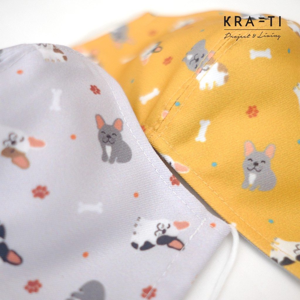 Masker DEWASA / Masker katun / Motif French / Masker 2 ply dengan filter