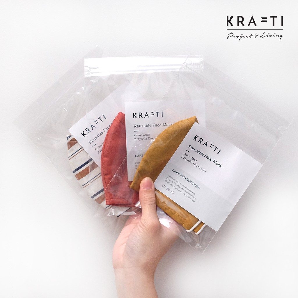 Masker kain katun / Masker Katun / dewasa ILLAMA/ 2 ply dengan filter