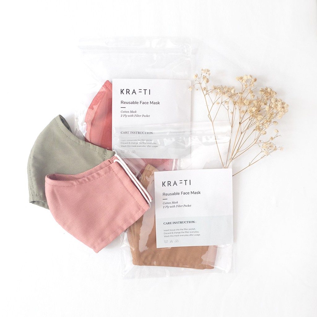 Masker Kain / Masker Katun / Motif telur / Masker 2 ply dengan filterp