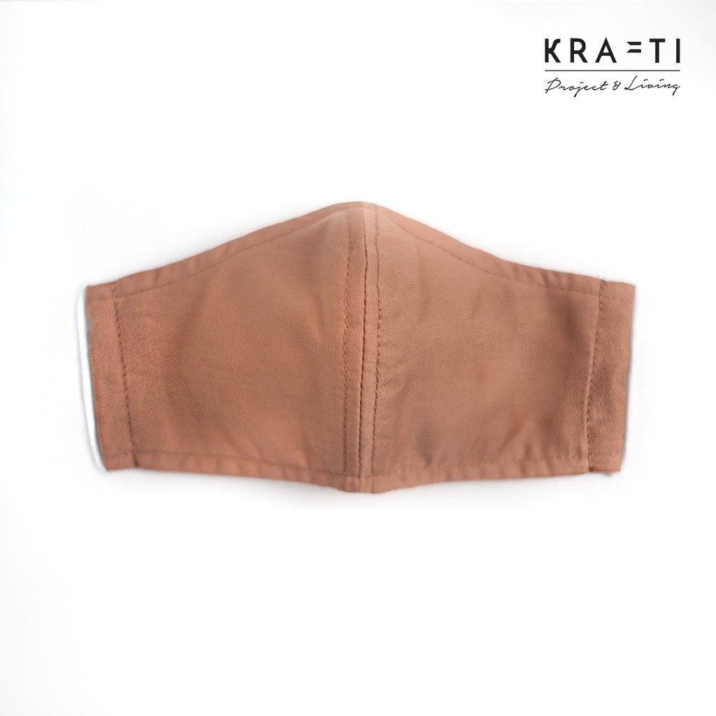 Masker katun / Masker dewasa warna Khaki  / 2 ply dengan filter pocket