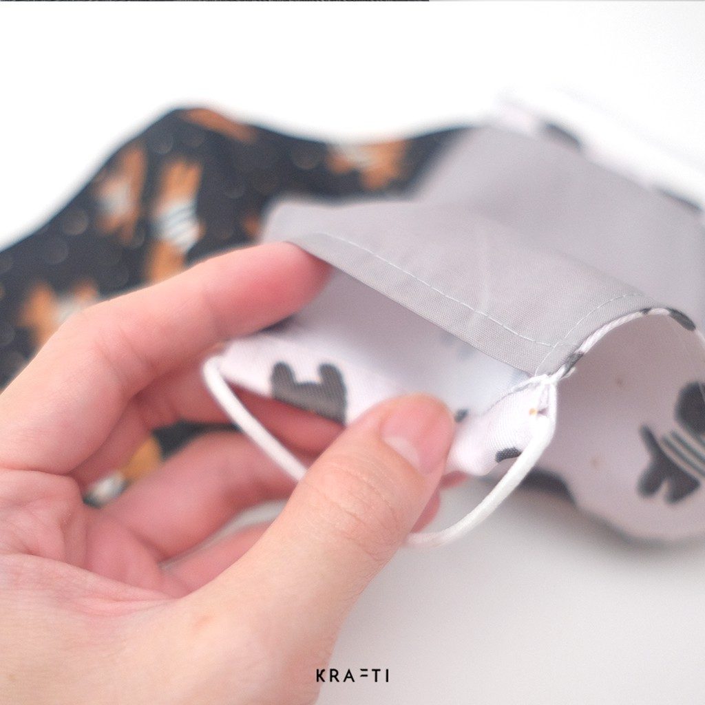 Masker kain / Masker katun / Motif Poodle / Masker 2 ply dengan filter