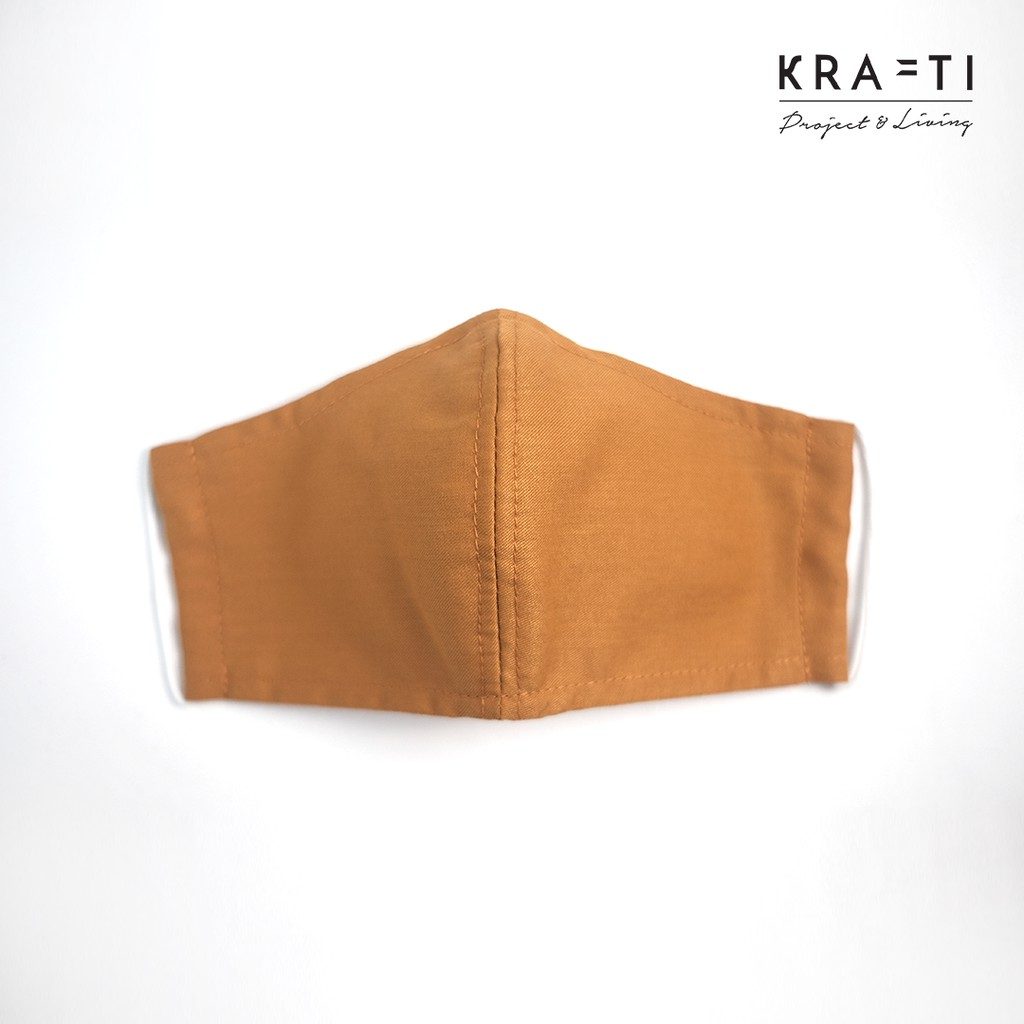 Masker katun / Masker dewasa warna mustard  / 2 ply dengan filter pocket