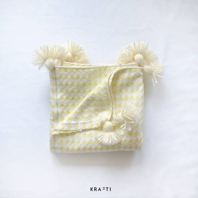 Selimut Traveling / Selimut Sofa Yellow Houndstooth  Tweed