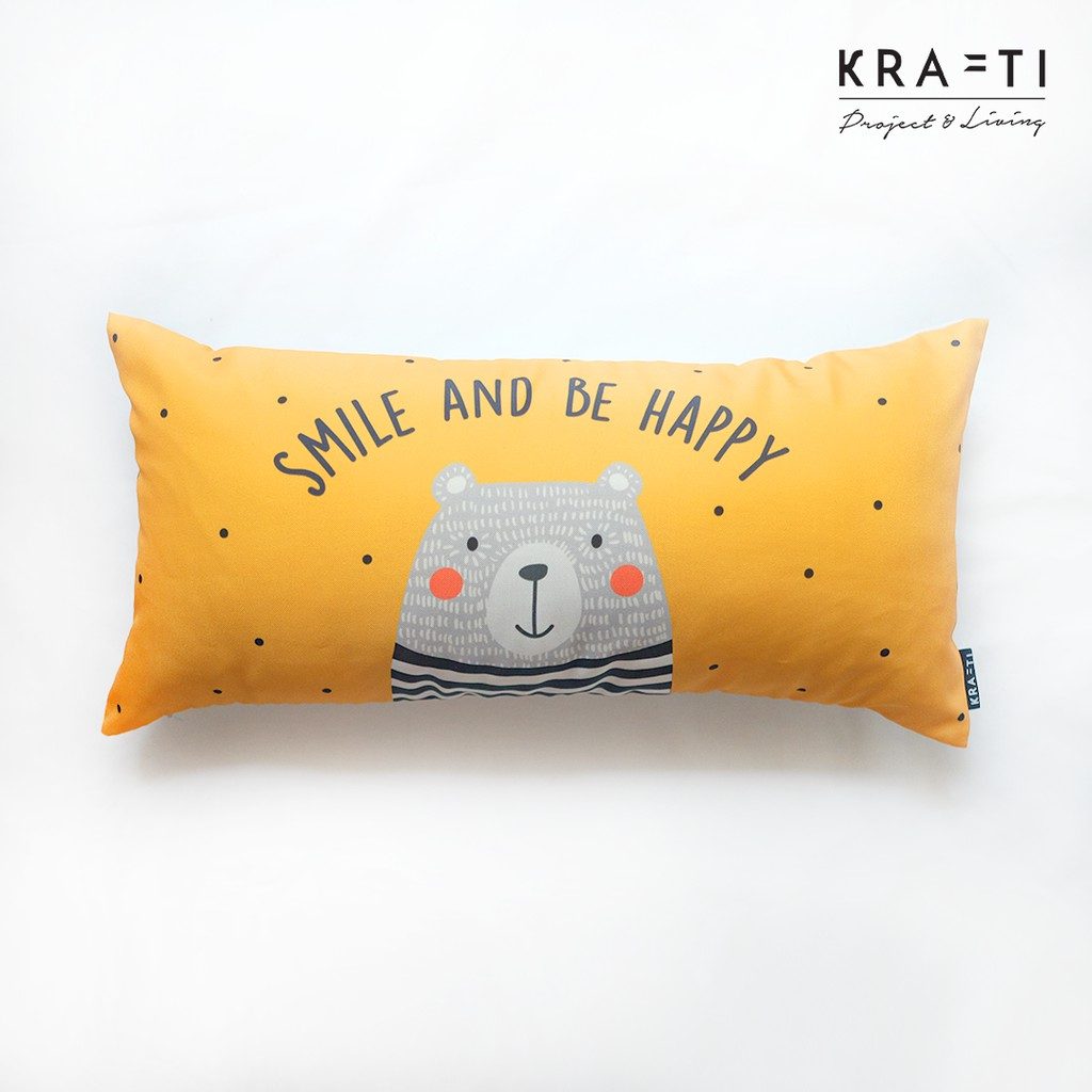 Smile and Be Happy Bantal Sofa Motif Print 30x60 cm