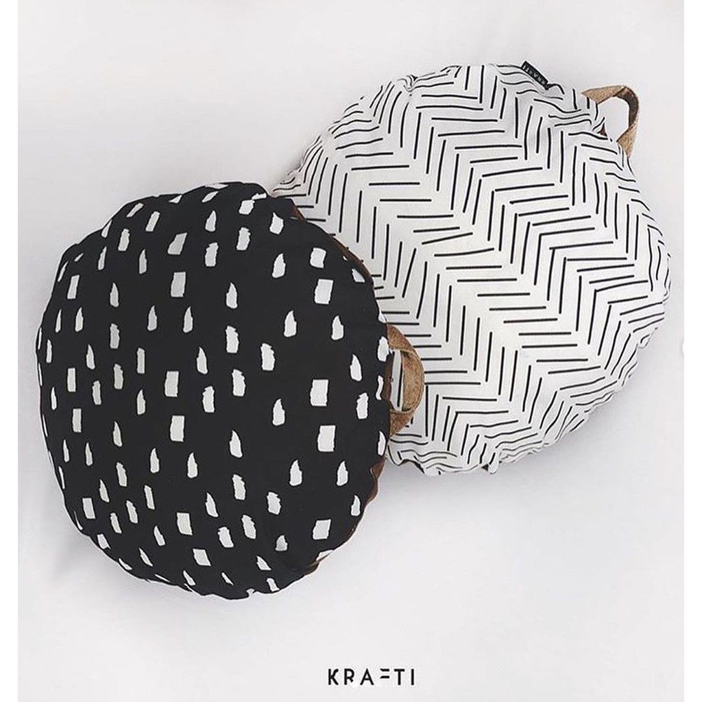 Pouf Bantal Duduk / Bantal Lantai Bulat Motif Titik