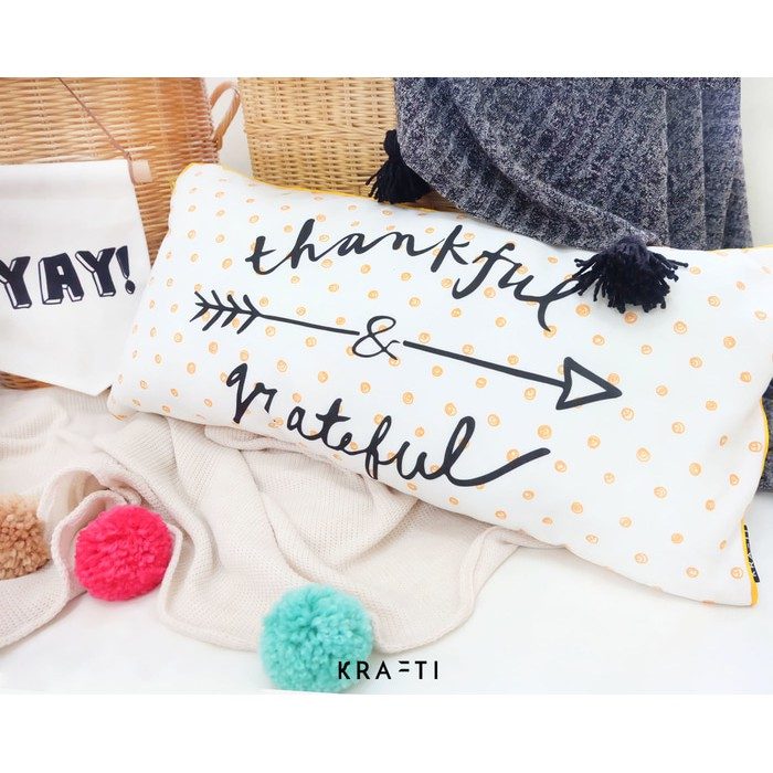 [Sarung + Bantal] Thankful Bantal Sofa Print 30x60 cm