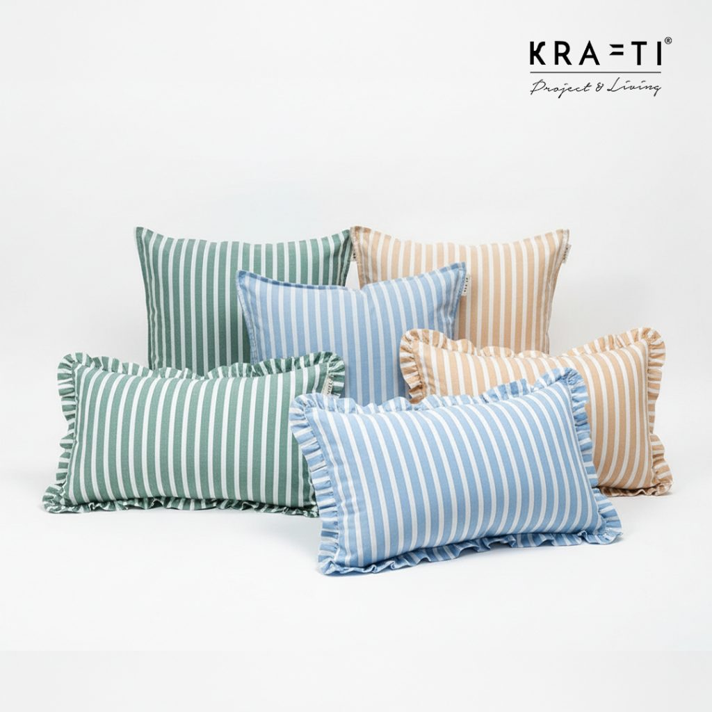 KRAFTI PROJECT AND LIVING - SUMMER Pillow / Bantal Sofa / Bantal 30x50 / bantal 45x45 / Bantal Ruang Tamu / Bantal Villa / Bantal Garis / Stripes Pillow