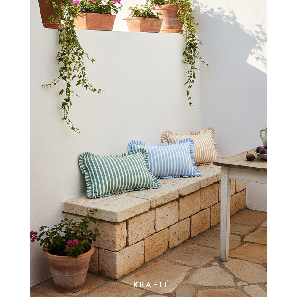 KRAFTI PROJECT AND LIVING - SUMMER Pillow / Bantal Sofa / Bantal 30x50 / bantal 45x45 / Bantal Ruang Tamu / Bantal Villa / Bantal Garis / Stripes Pillow