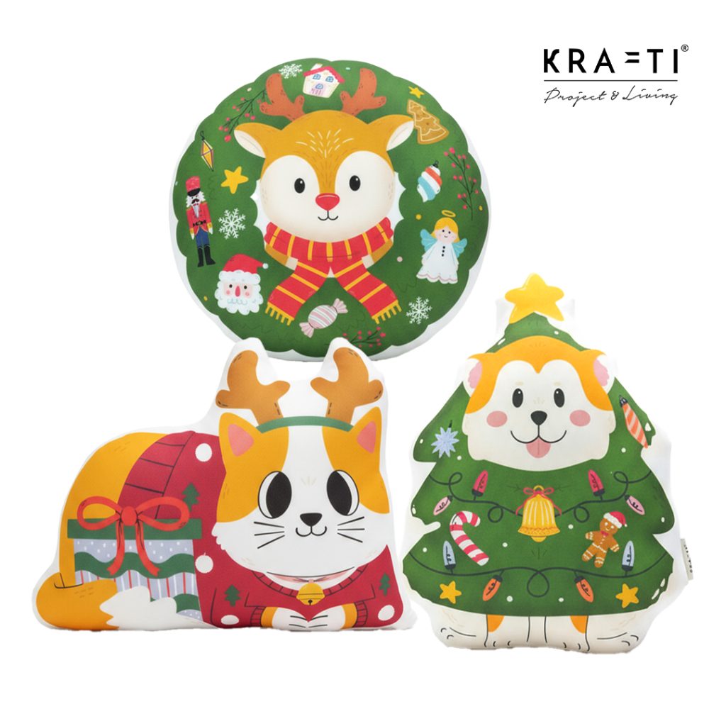 Bantal Natal / Bantal Boneka / Christmas Plushies / Boneka Anjing / Boneka Kucing / Boneka Rusa / Dekorasi Natal