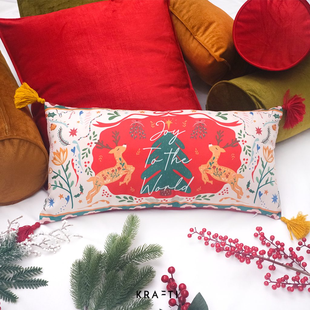 Bantal Natal / Bantal Sofa / Christmas Reindeer Joy / Bantal 30x60