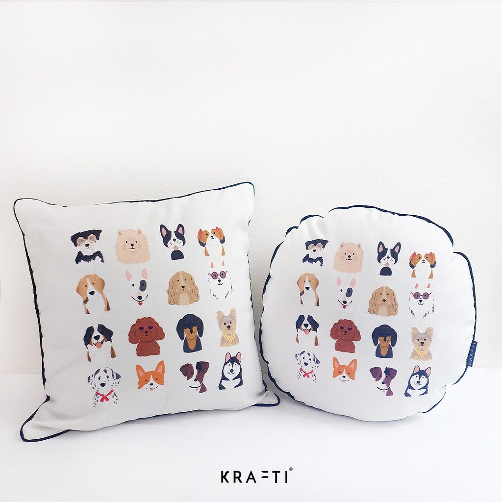 Bantal Sofa / Bantal Anjing / Bantal FUN DOGGO / Bantal 40x40 / Bantal Bulat