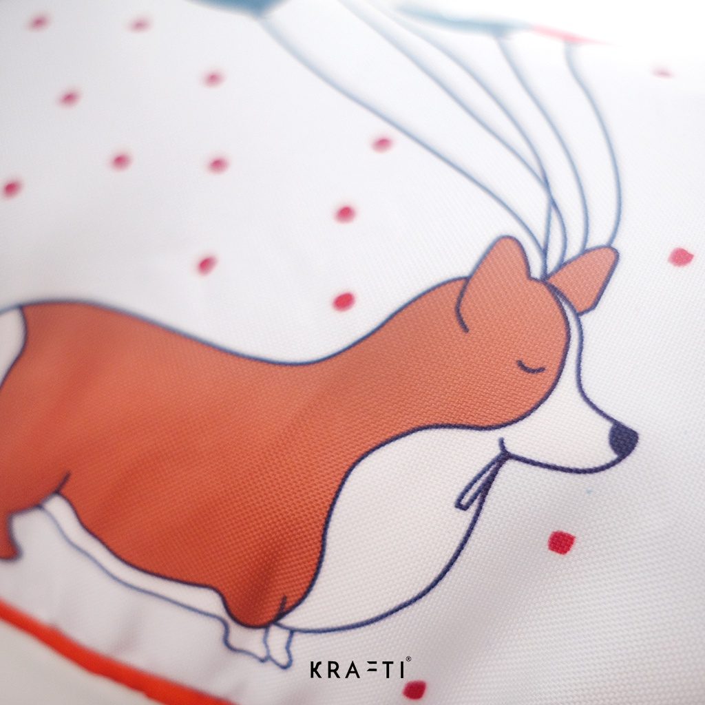 Bantal sofa / bantal lumbar / bantal pinggang / Happy Day Corgi