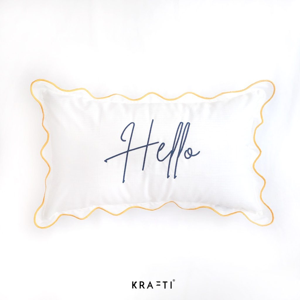 Bantal Sofa / Bantal Bordir / bantal 30x50 / Bantal Ruang Tamu / Scalla Bonjour Hello